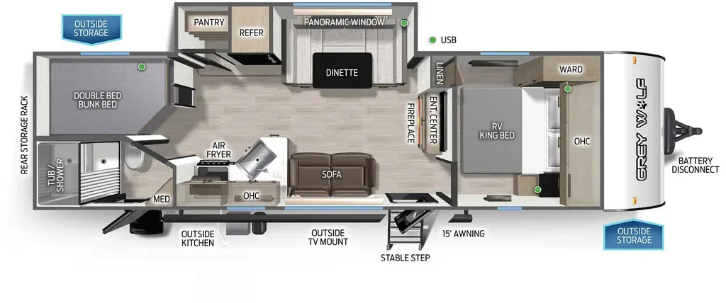 2026 Forest River Cherokee Grey Wolf Black Label 26BRBBL floor plan