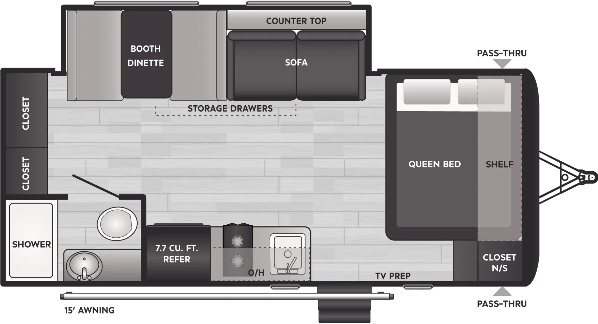 Keystone Hideout Sport Single 186SS floor plan