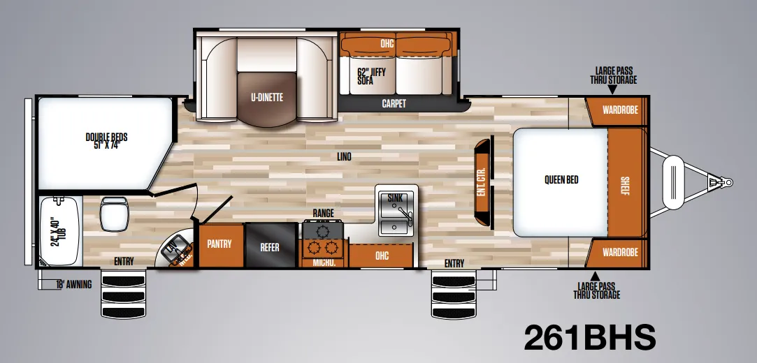 Forest River Vibe Extreme Lite 261BHS floor plan