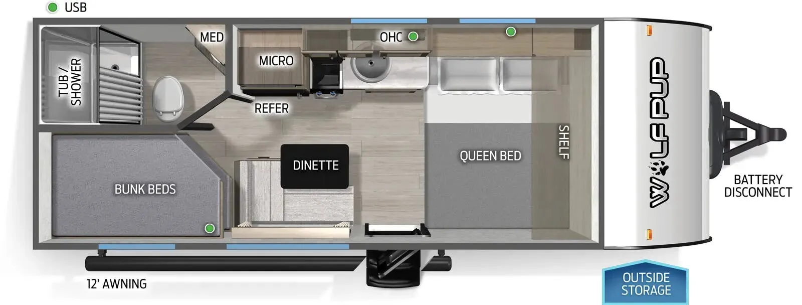 Forest River Cherokee Wolf Pup 17LP floor plan