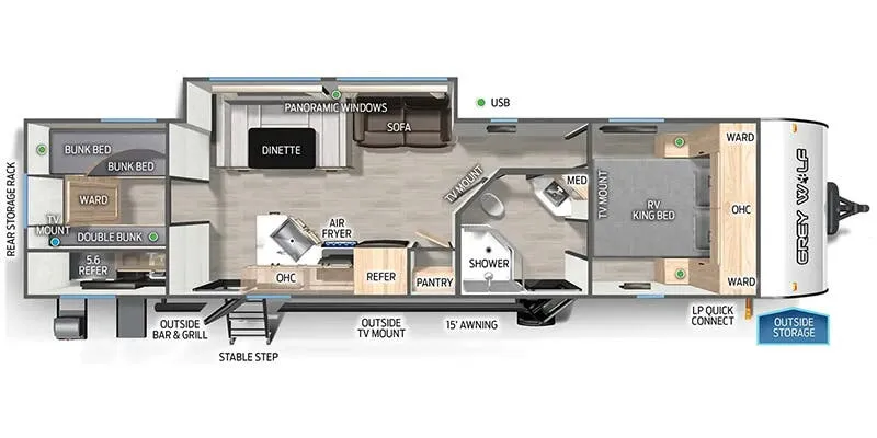 2025 Forest River Cherokee Grey Wolf 29TE - Floor plan