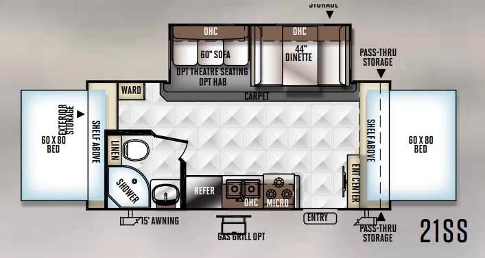 Forest River Rockwood Roo 21SS floor plan