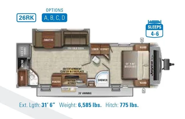 Jayco White Hawk 26RK floor plan