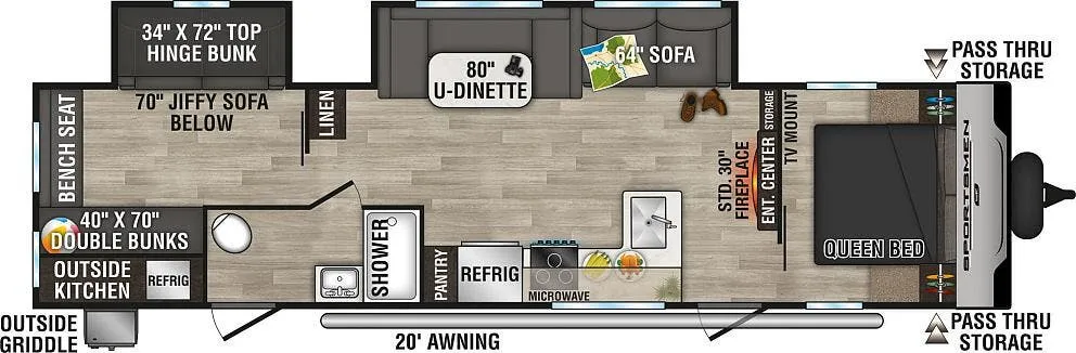 2024 K-Z Rv Sportsmen Se 332BHKSE - Floor plan