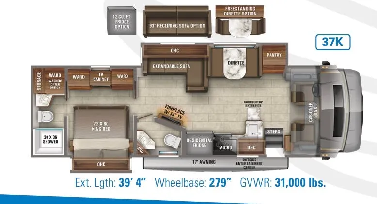 Jayco Seneca 37K floor plan