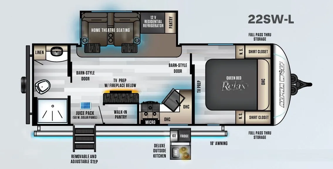 2022 Forest River Cherokee Alpha Wolf 22SW-L - Floor plan