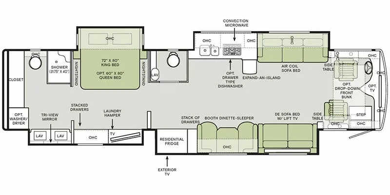 Tiffin Phaeton 40 IH floor plan