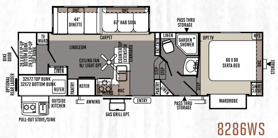 Forest River Rockwood Signature Ultra Lite 8286WS floor plan