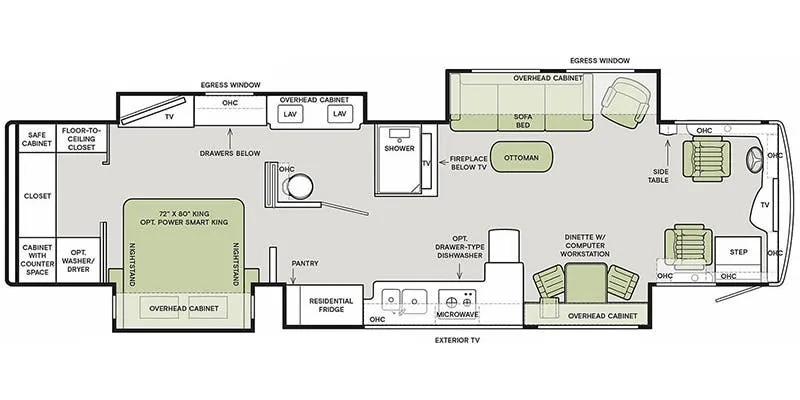 Tiffin Allegro Bus 40 AP floor plan