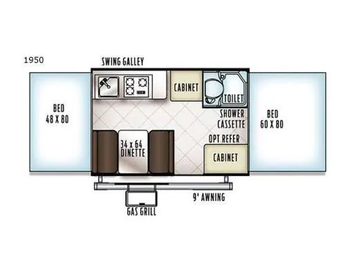 Forest River Rockwood Freedom 1950 floor plan