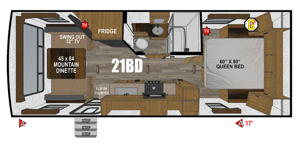 2026 Outdoors Rv MTN TRX 21BD floor plan