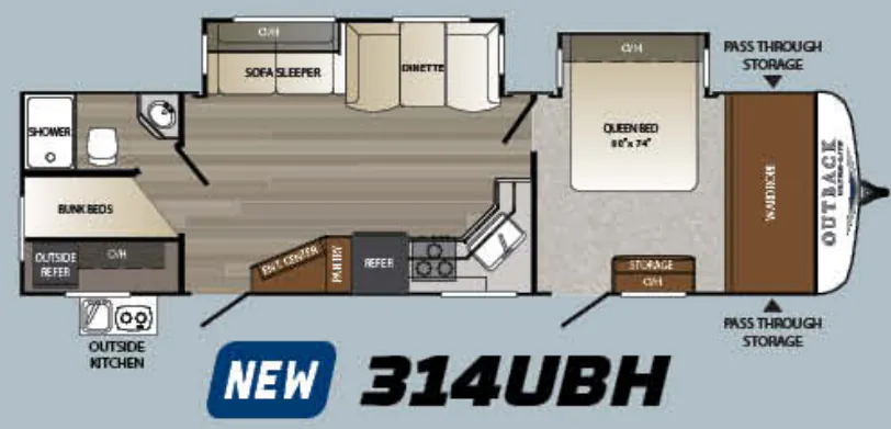 2017 Keystone Outback Ultra-Lite 314UBH floor plan
