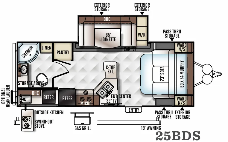 Forest River Flagstaff Micro Lite 25BDS floor plan