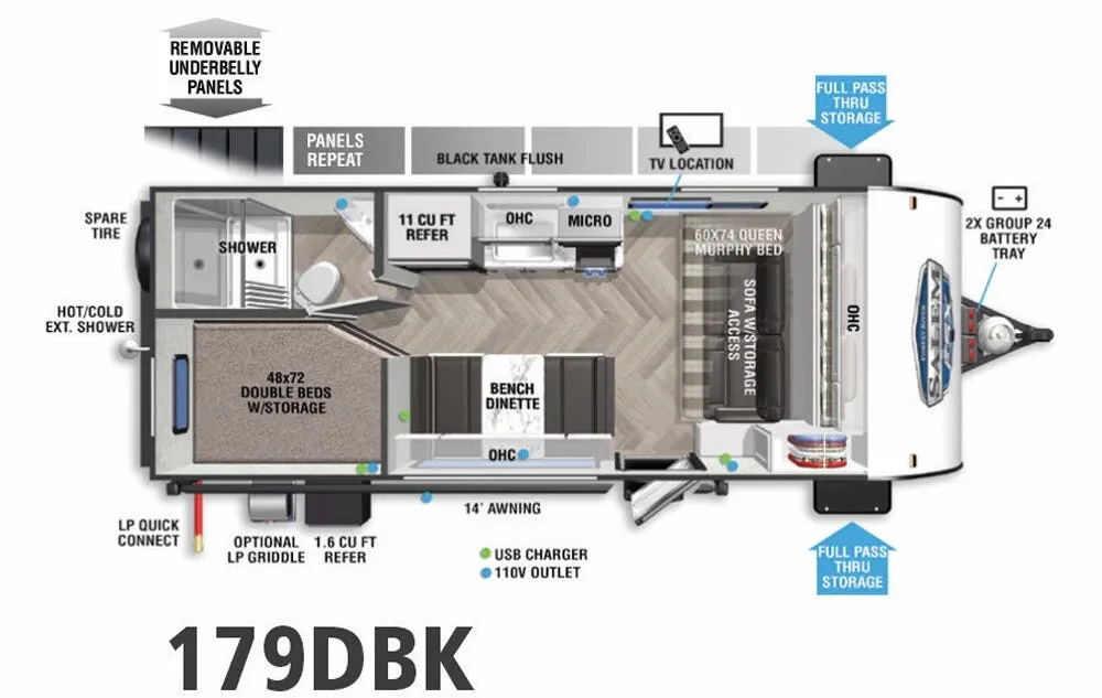 Forest River Salem FSX 179DBK floor plan