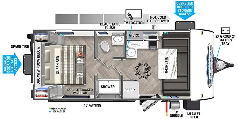 2023 Forest River Salem FSX 161QK - Floor plan