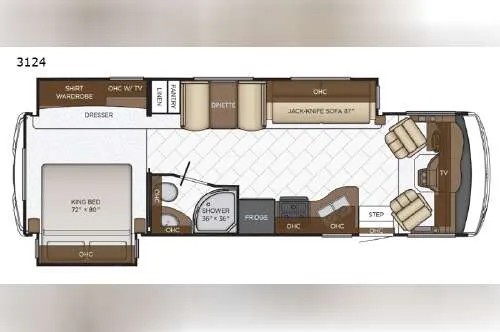 2016 Newmar Bay Star 3124 floor plan