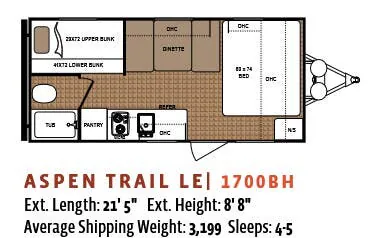 Dutchmen Aspen Trail LE 1700BH floor plan