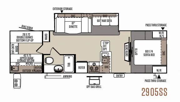 Forest River Rockwood Ultra Lite 2905SS floor plan
