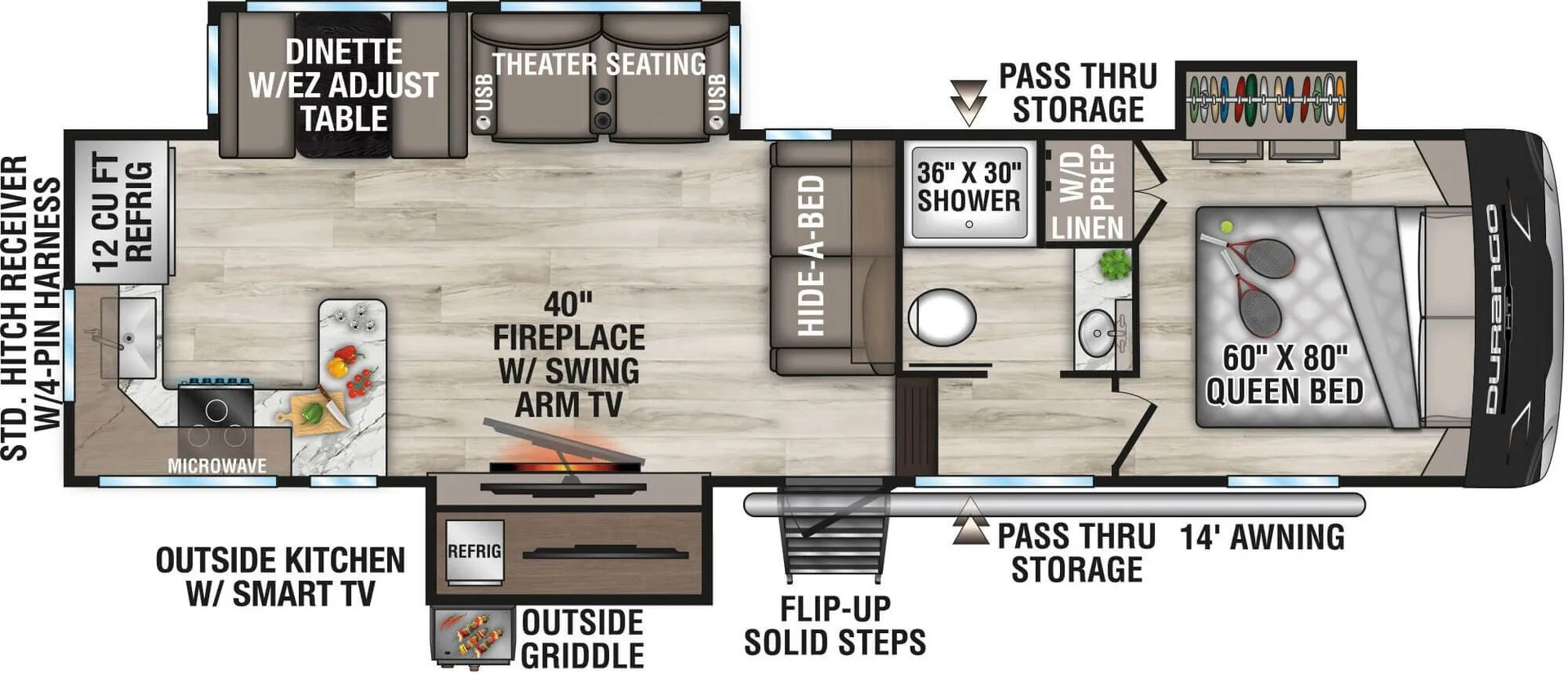 K-Z Durango Half-Ton D256RKT floor plan