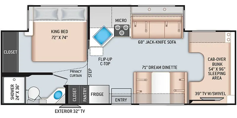 2022 Thor Motor Coach Freedom Elite 27FE - Floor plan