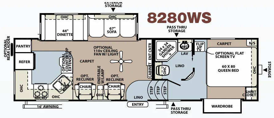 Forest River Rockwood Signature Ultra Lite 8280WS floor plan