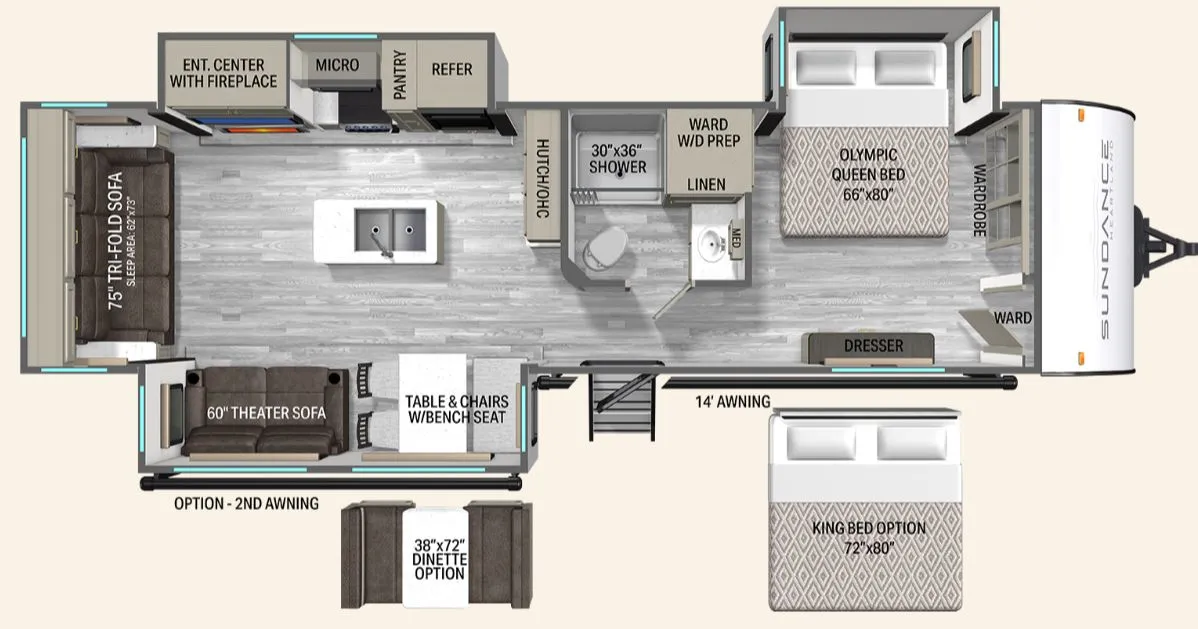 2027 Heartland Sundance Ultra-Lite 29RLBS - Floor plan