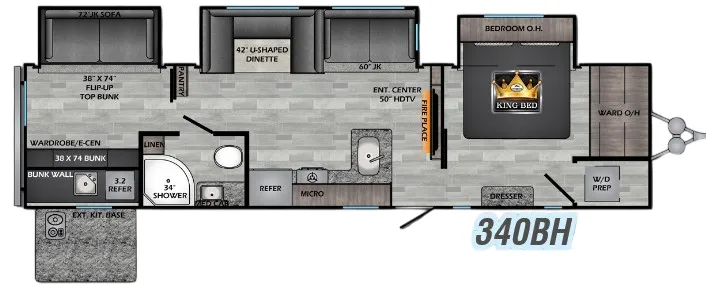 CrossRoads Zinger 340BH floor plan
