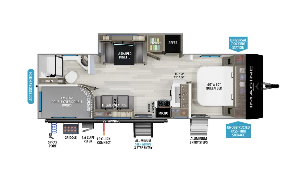 2026 Grand Design Imagine XLS 25DBE - Floor plan