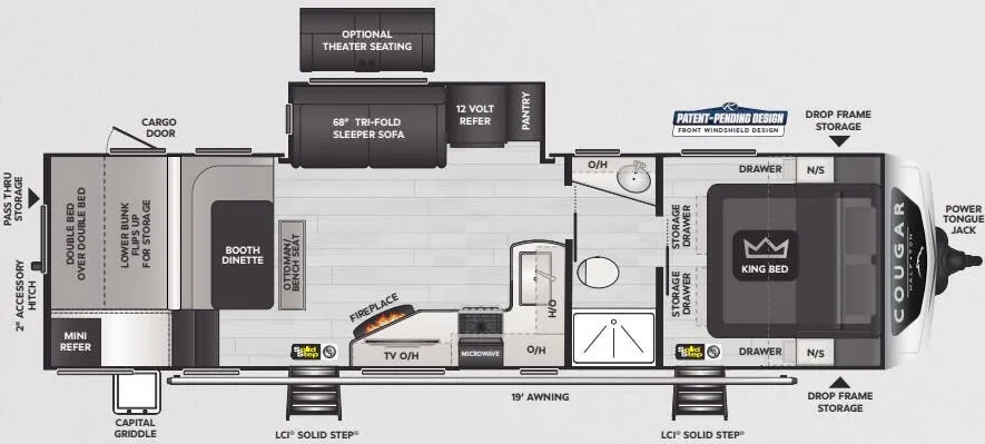 2025 Keystone RV Cougar Half-Ton 30BHSWE - Floor plan
