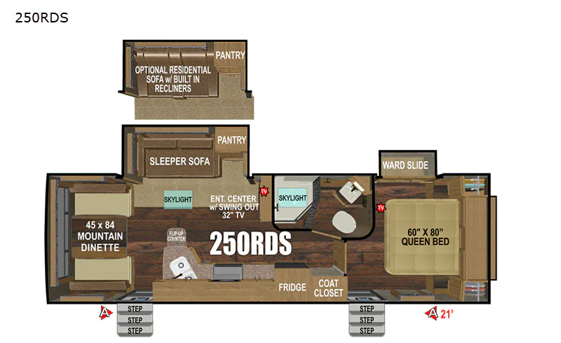 2022 Outdoors RV Black Stone Mountain Series 250RDS - Floor plan