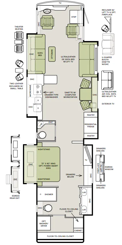 Tiffin Allegro Bus 45 OPP floor plan