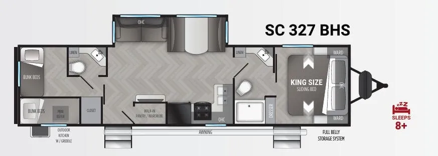 Cruiser RV Shadow Cruiser 327BHS floor plan