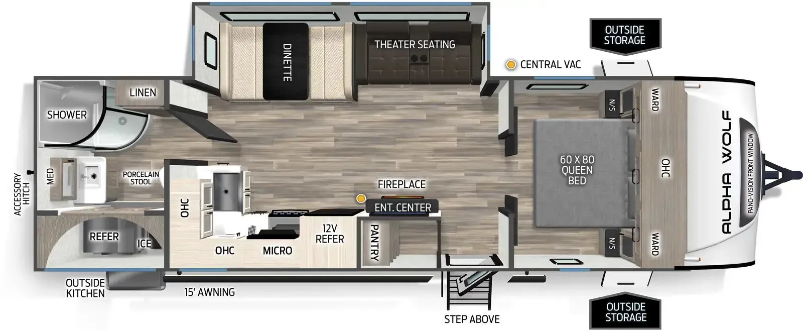 Forest River Cherokee Alpha Wolf 25RB floor plan