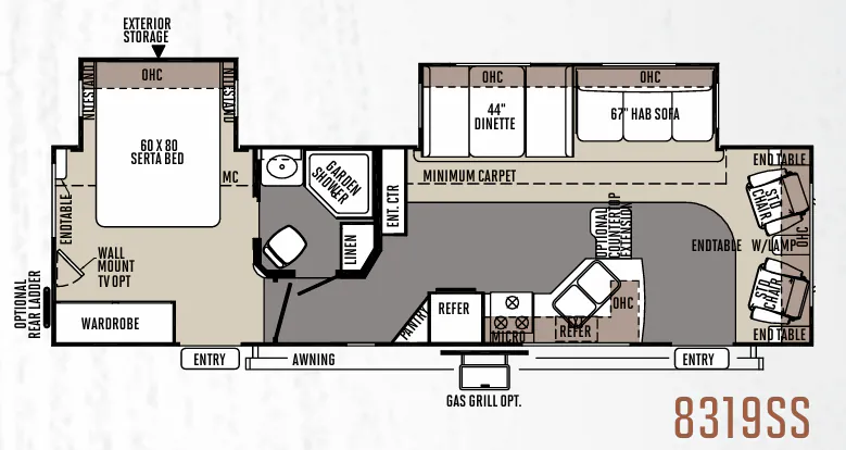 Forest River Rockwood Signature Ultra Lite 8319SS floor plan