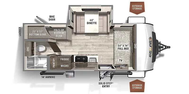 2022 Forest River Rockwood Geo Pro G20BHS floor plan