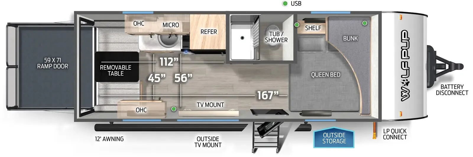 Forest River Cherokee Wolf Pup Black Label 18RJBWBL floor plan