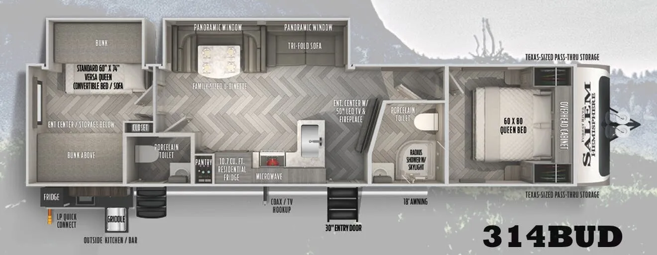 Forest River Salem Hemisphere 314BUD floor plan