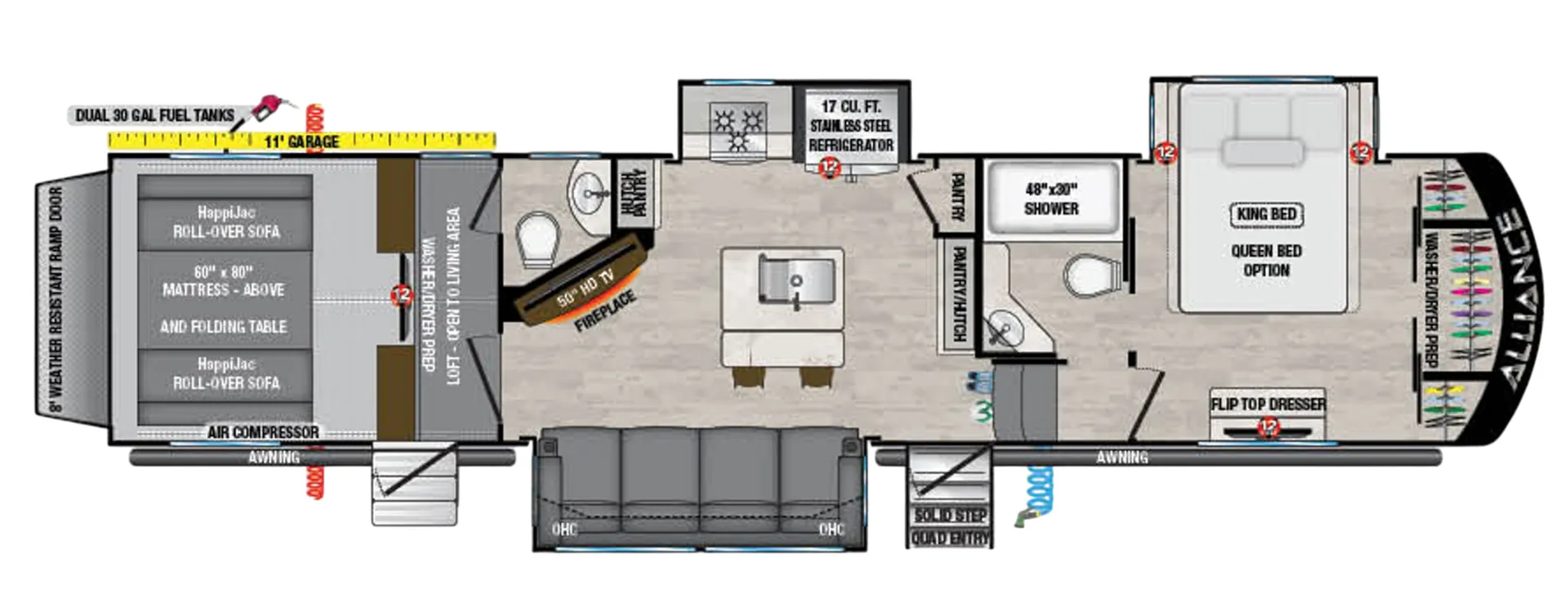 Alliance RV Valor 40V13 floor plan