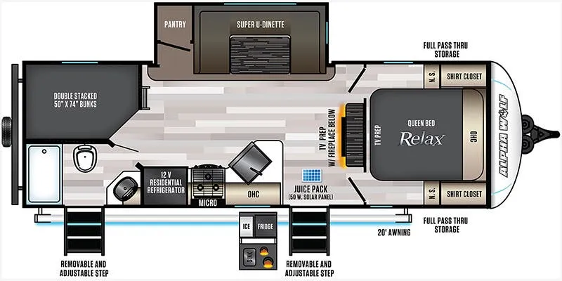 2022 Forest River Cherokee Alpha Wolf 23DBH-L floor plan