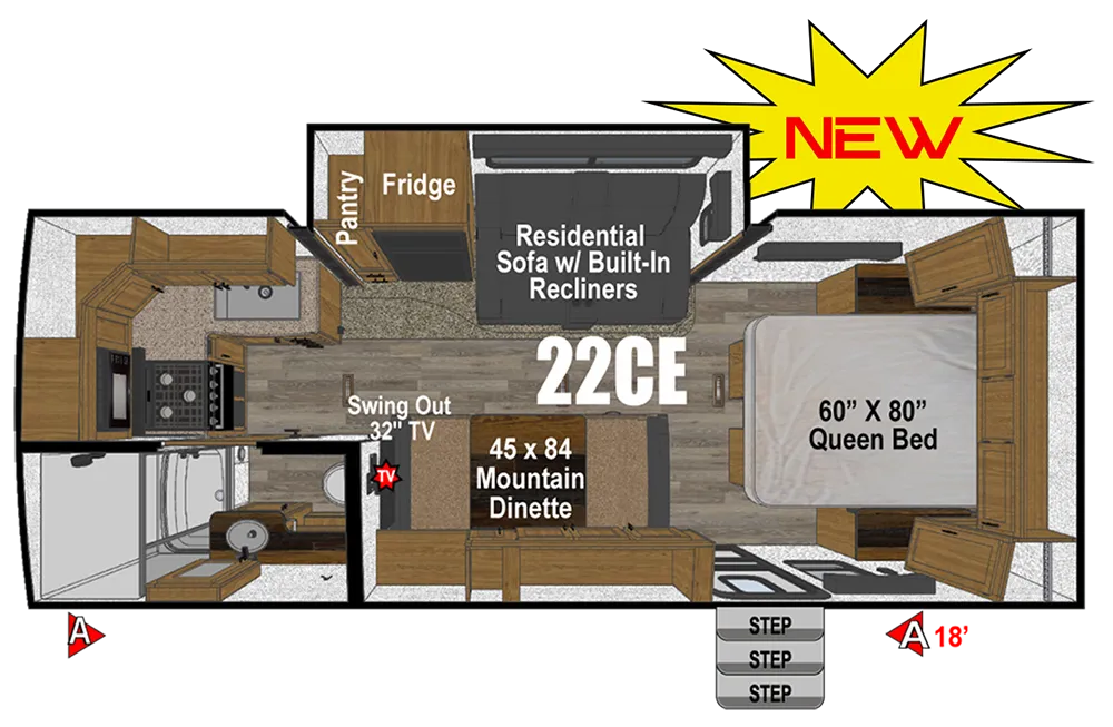 2026 Outdoors Rv TIMBER RIDGE 22CE floor plan