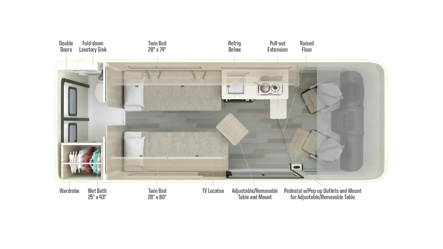 2027 Winnebago TRAVATO 59K - Floor plan