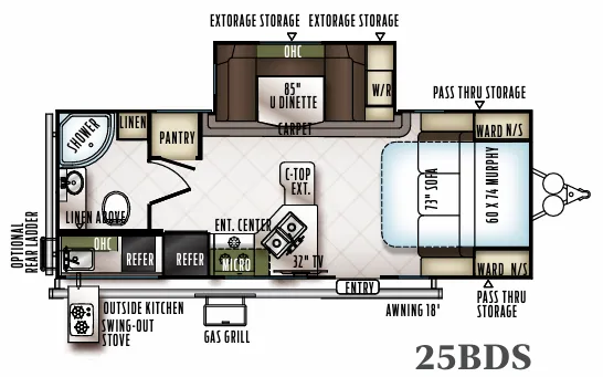 Forest River Flagstaff Micro Lite 25BDS floor plan