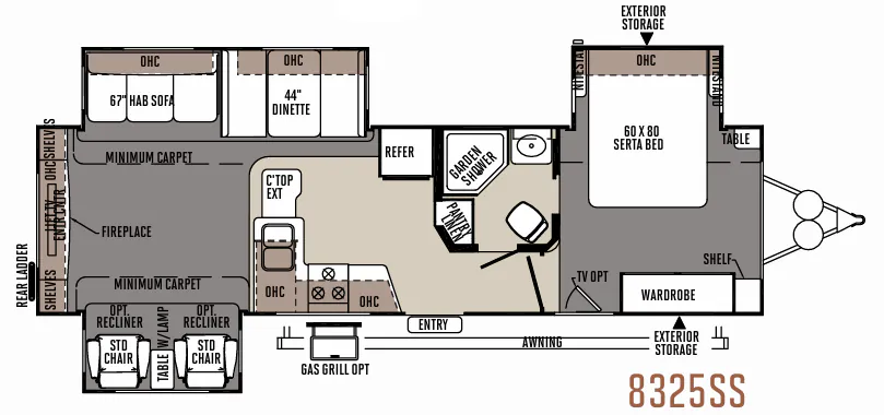 Forest River Rockwood Signature Ultra Lite 8325SS floor plan