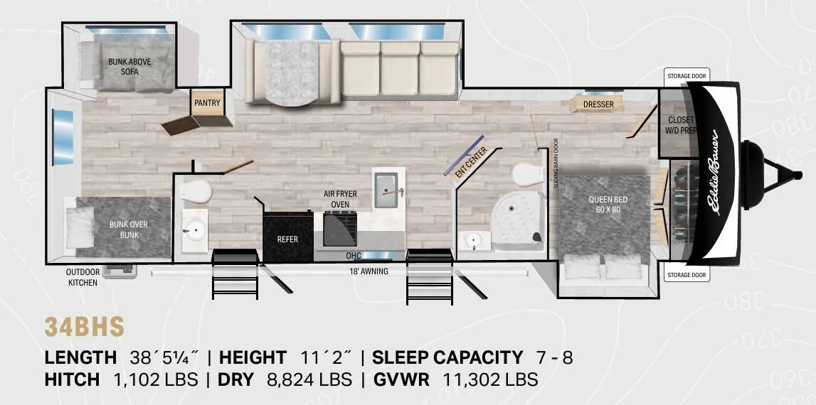 Heartland Eddie Bauer 34BHS floor plan