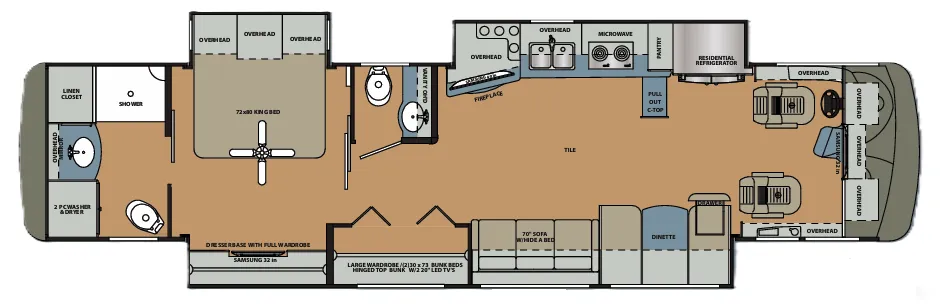 Forest River Berkshire XL 40C floor plan