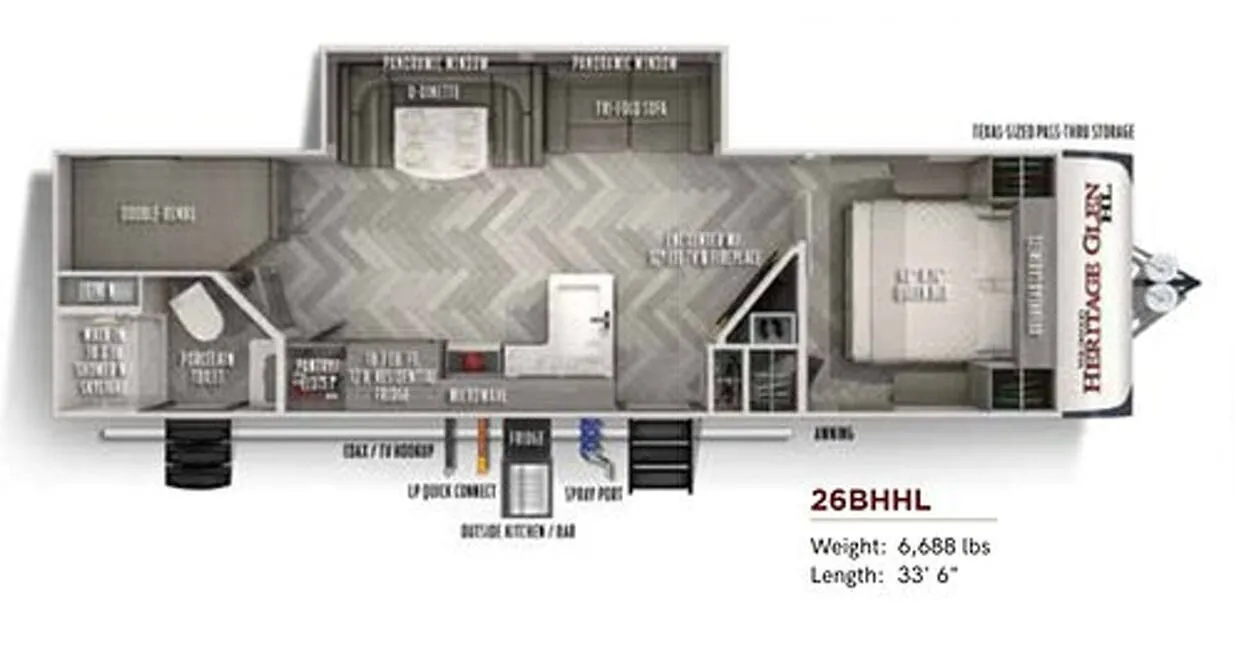 Forest River Wildwood Heritage Glen Hyper-Lyte 26BHHL floor plan
