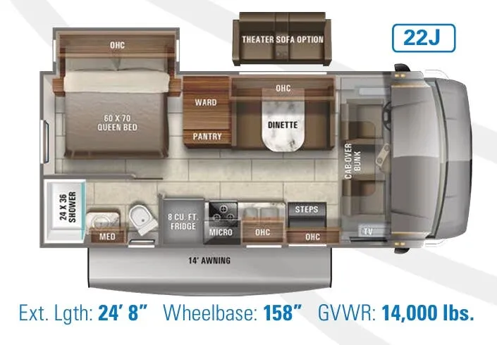 Jayco Redhawk 22J floor plan