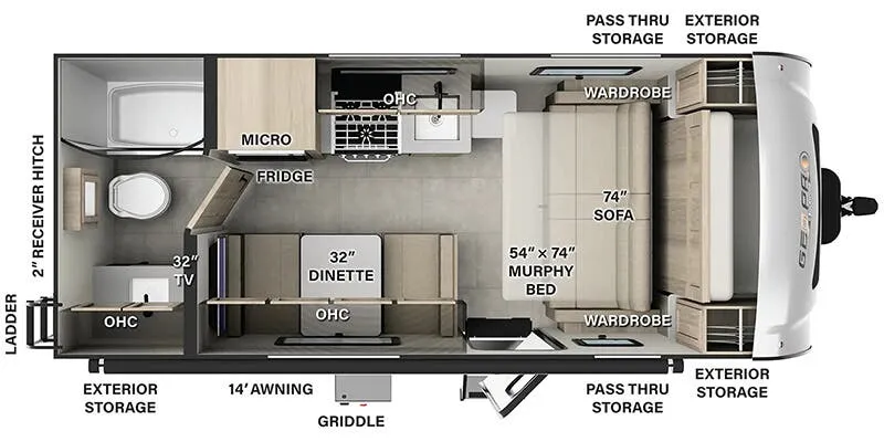 2025 Forest River Rockwood Geo Pro G19FD floor plan