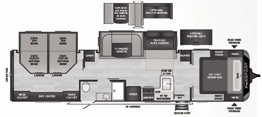 Keystone Passport 3401QD floor plan