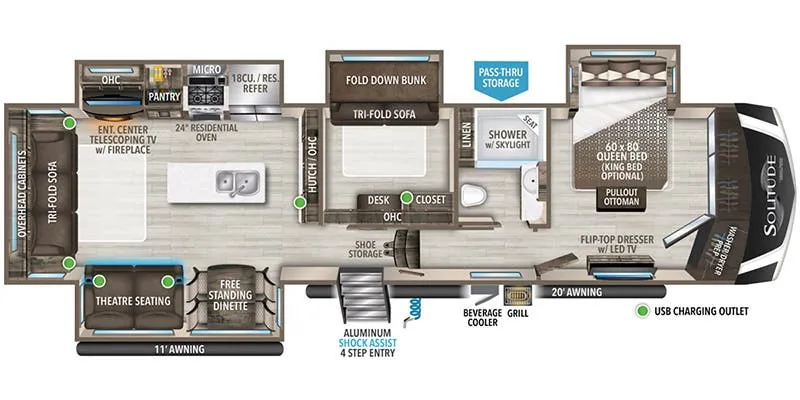 2023 Grand Design Solitude 378MBS floor plan